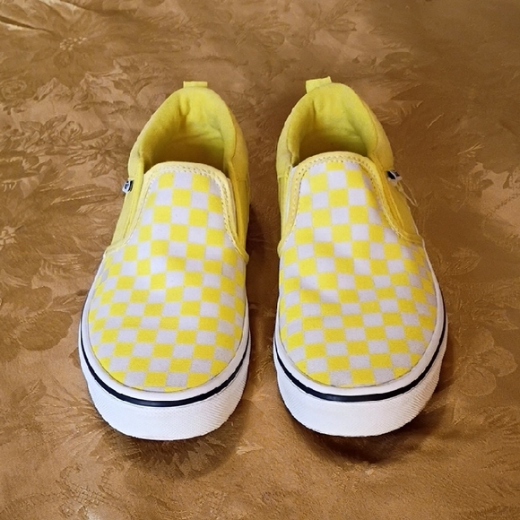 VANS Shoes - VANS Brighten  Yellow Checkered Slip-On Shoes Women's 5.0